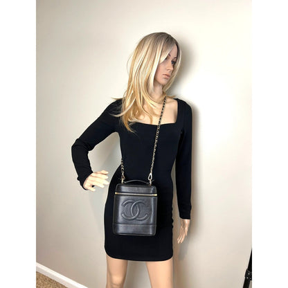 Chanel Vanity Cosmetic Case Black Caviar Leather Bag