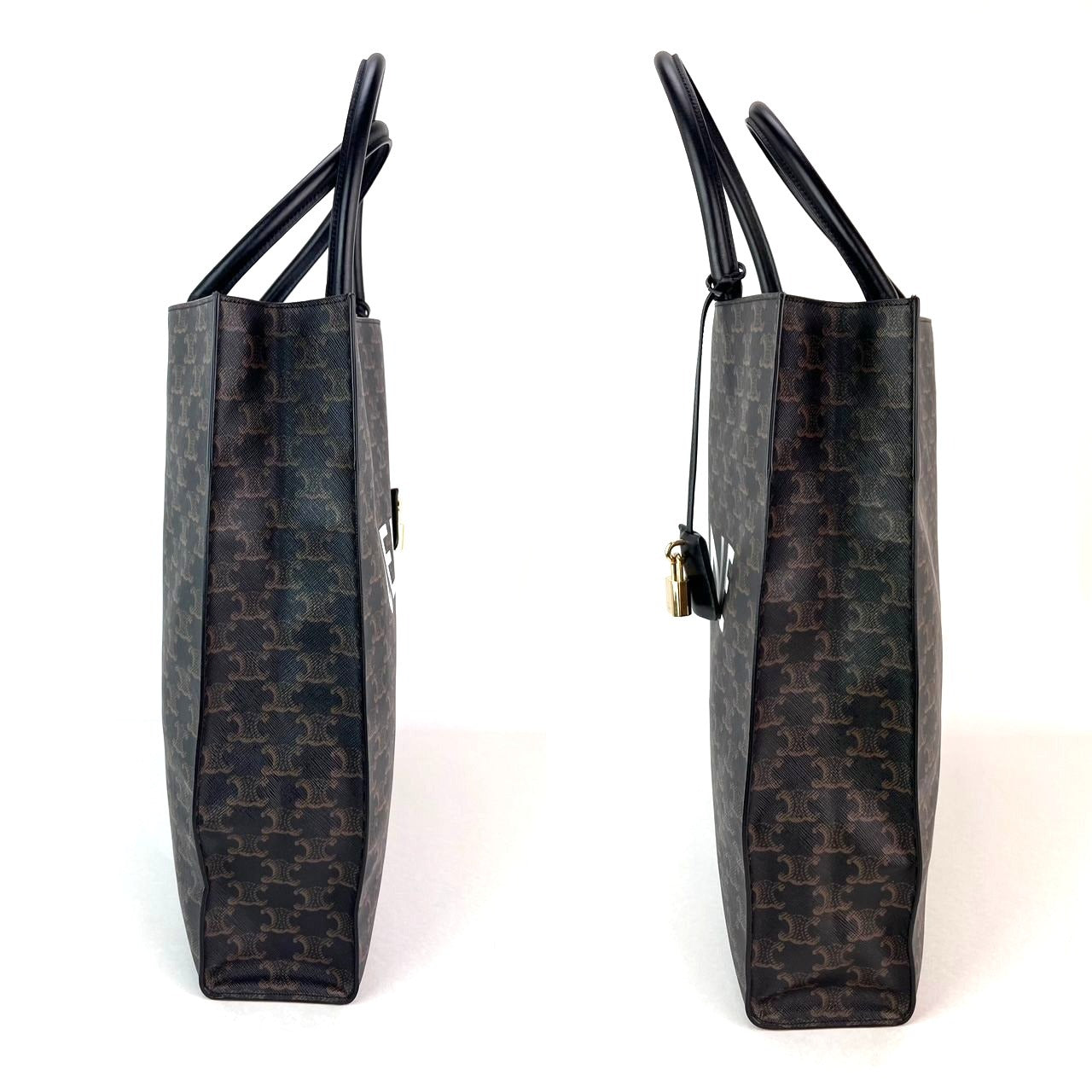 Celine Triomphe Vertical Cabas Black Monogram Canvas Tote