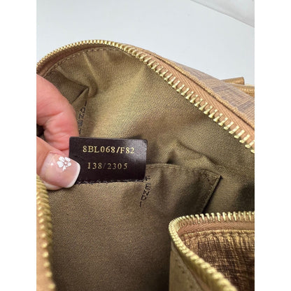 Fendi Boston Gold Coated Canvas Hand Bag