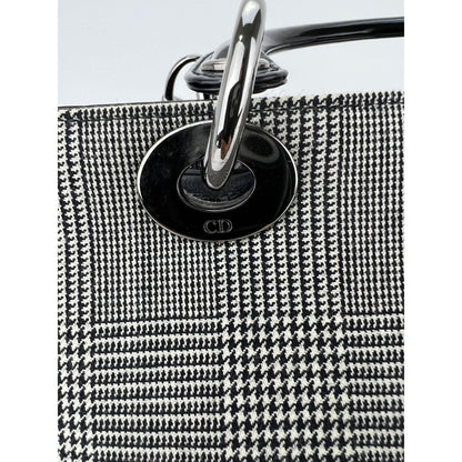 Christian Dior Large Lady Black Patent Leather Canvas Hand Bag