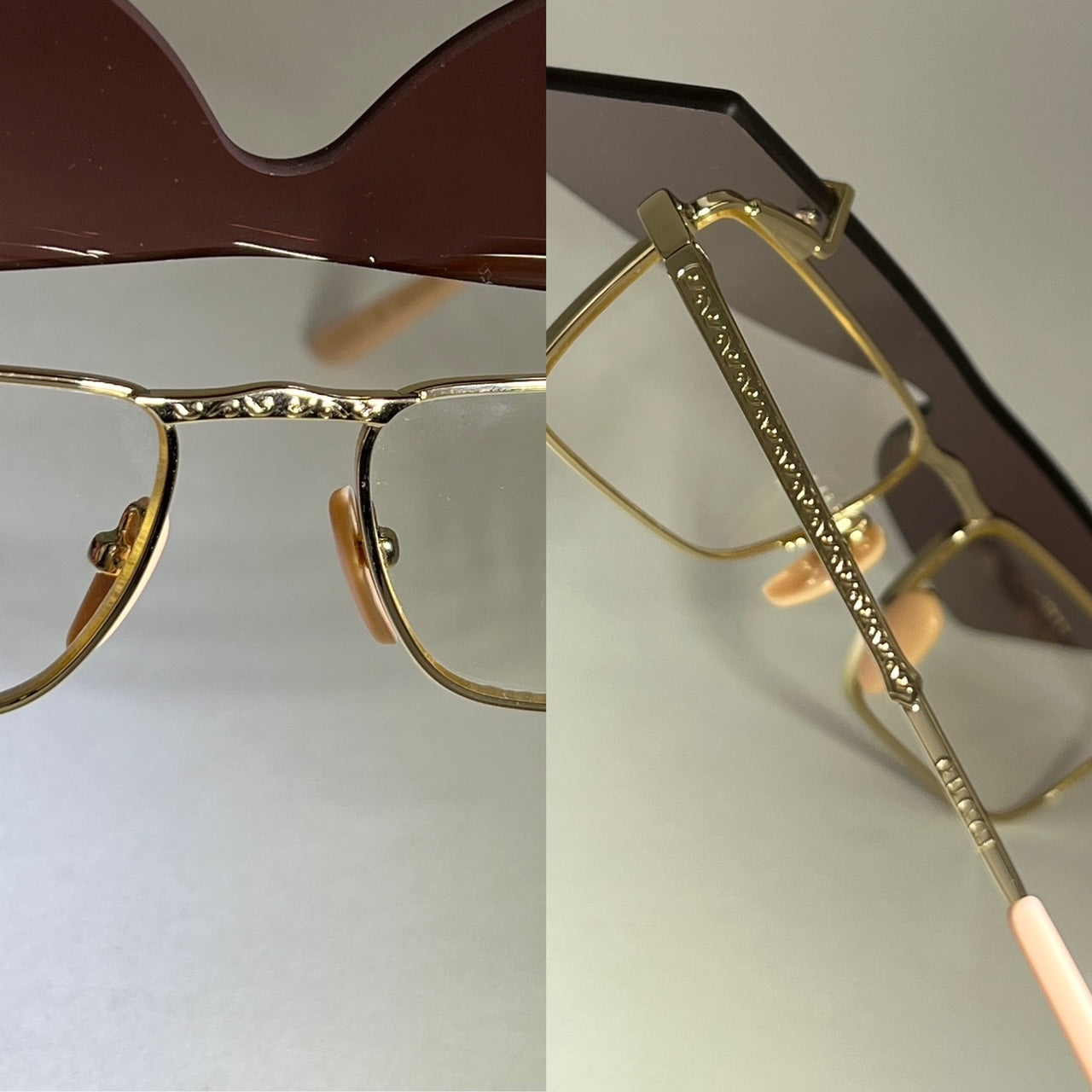 Gucci Flip-Up Sunglasses Rectangle Red Gold frames