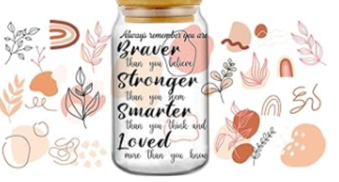 Themed Glass Tumbler with Bamboo Lid and straw, Nurse, Teacher, Spiritual, inspirational