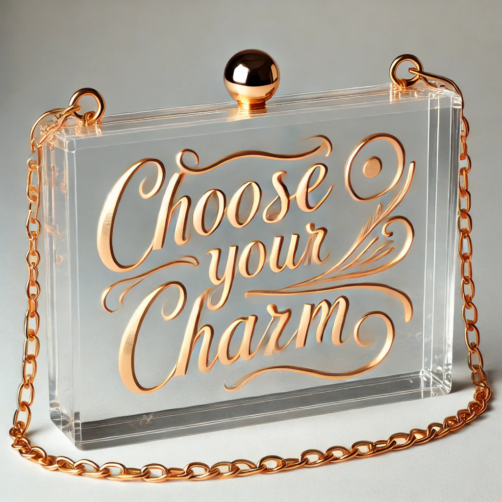 Pandora J Gifts Customizable Acrylic Clutch - Elegant Transparent Evening Bag with Versatile Chain Strap, Perfect for Personalization, Ideal for Weddings, Parties, and Special Events