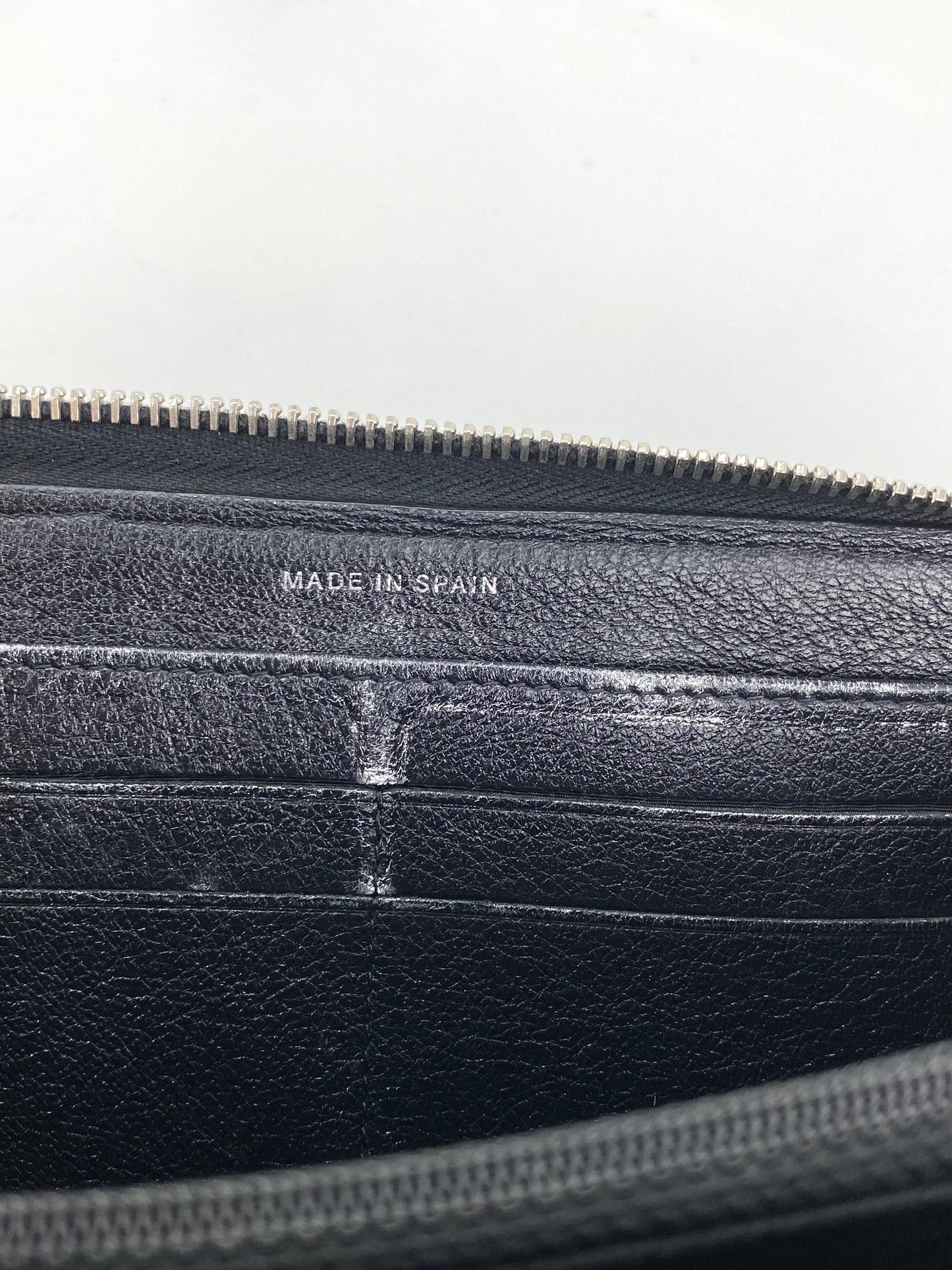 Chanel Perforated Silver Metallic Lambskin Quilted Zip Around Wallet Clutch