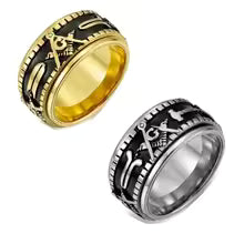 Rotatable Stainless Steel Masonic Rings -Freemason Ring Freemasonry Vintage