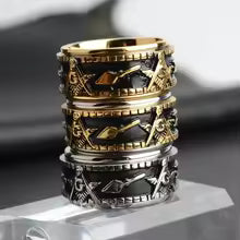 Rotatable Stainless Steel Masonic Rings -Freemason Ring Freemasonry Vintage