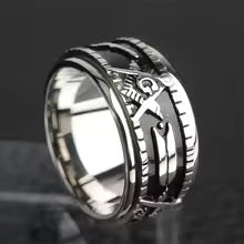 Rotatable Stainless Steel Masonic Rings -Freemason Ring Freemasonry Vintage