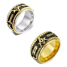 Rotatable Stainless Steel Masonic Rings -Freemason Ring Freemasonry Vintage