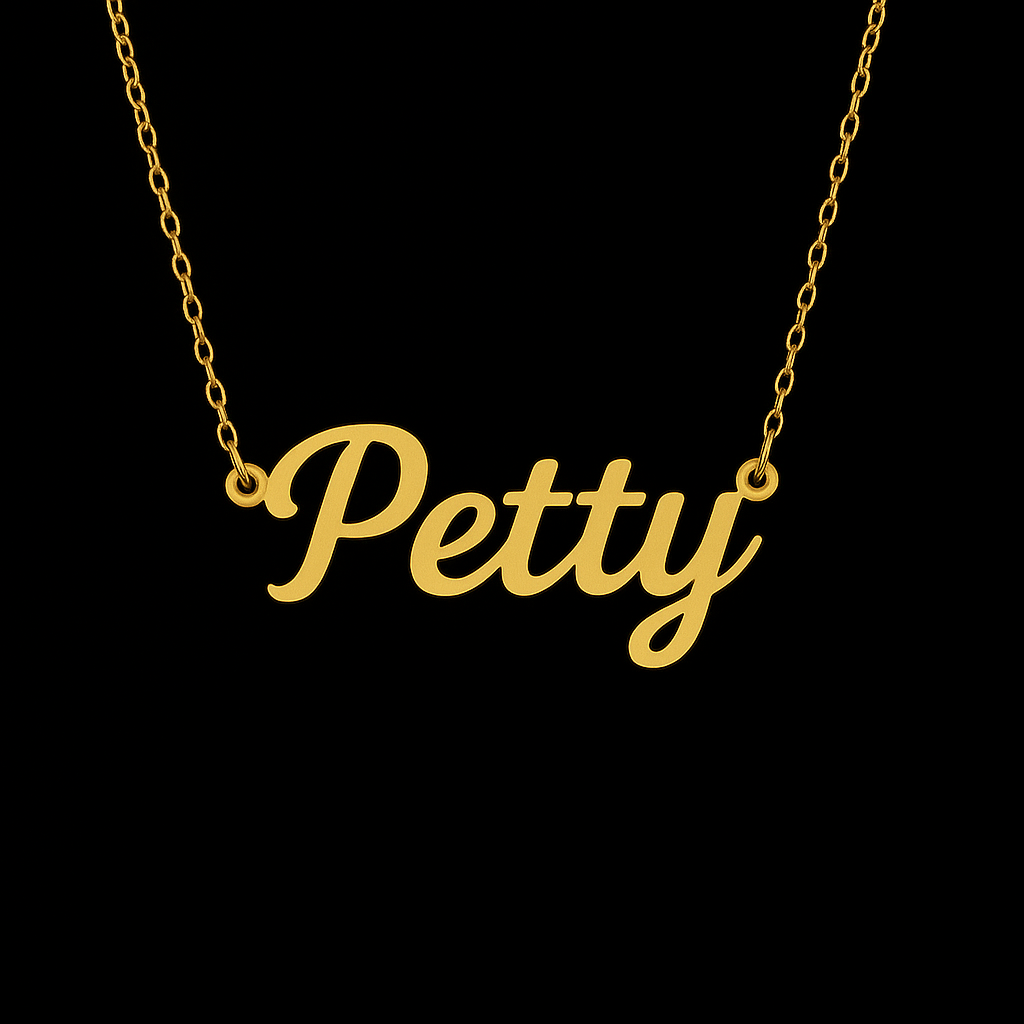 "Pretty & Petty" Gold Nameplate Necklace – Trendy Girl Boss Jewelry | TikTok Viral Necklace