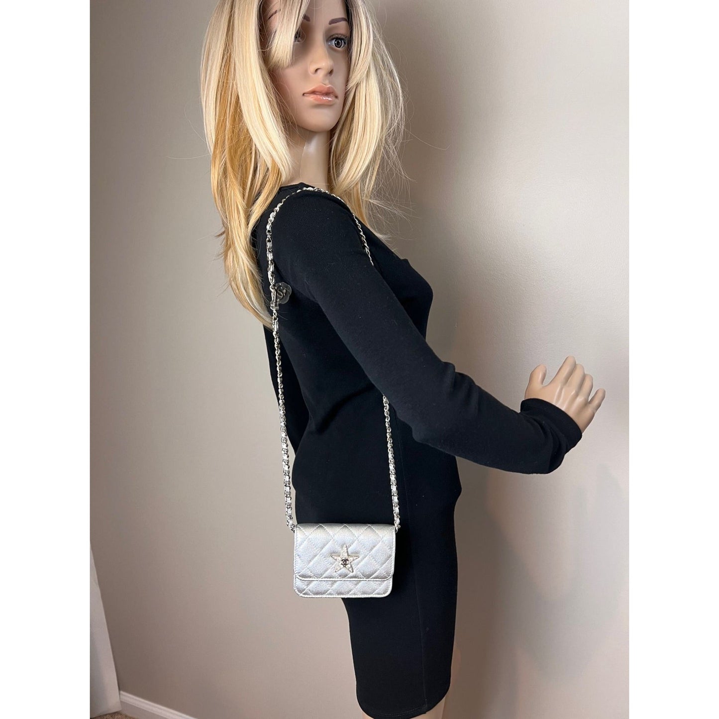 Chanel Metallic Goatskin Quilted Star Flap Waist Belt Shoulder Bag