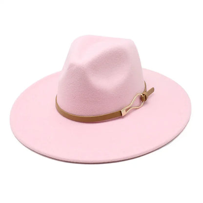 Stylish Felt Fedora with Decorative Band- Unisex Wide Brim