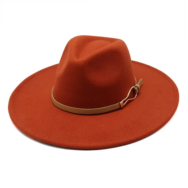 Stylish Felt Fedora with Decorative Band- Unisex Wide Brim