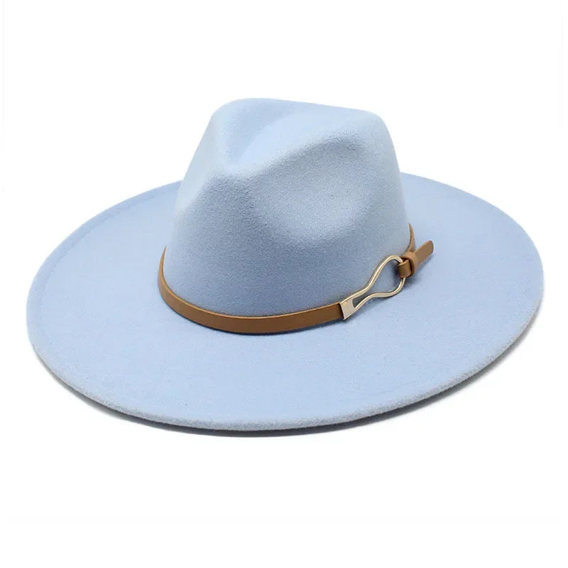 Stylish Felt Fedora with Decorative Band- Unisex Wide Brim
