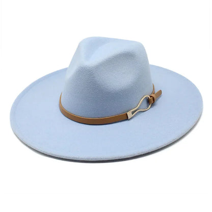 Stylish Felt Fedora with Decorative Band- Unisex Wide Brim