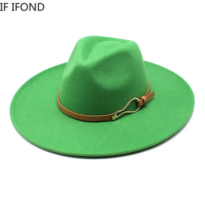 Stylish Felt Fedora with Decorative Band- Unisex Wide Brim