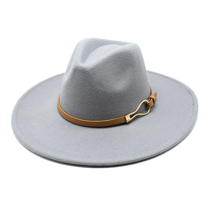 Stylish Felt Fedora with Decorative Band- Unisex Wide Brim
