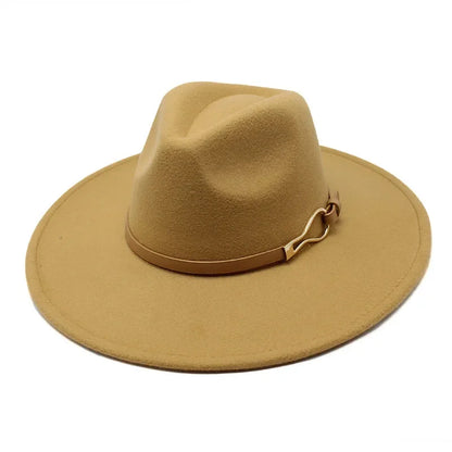 Stylish Felt Fedora with Decorative Band- Unisex Wide Brim