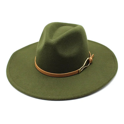 Stylish Felt Fedora with Decorative Band- Unisex Wide Brim