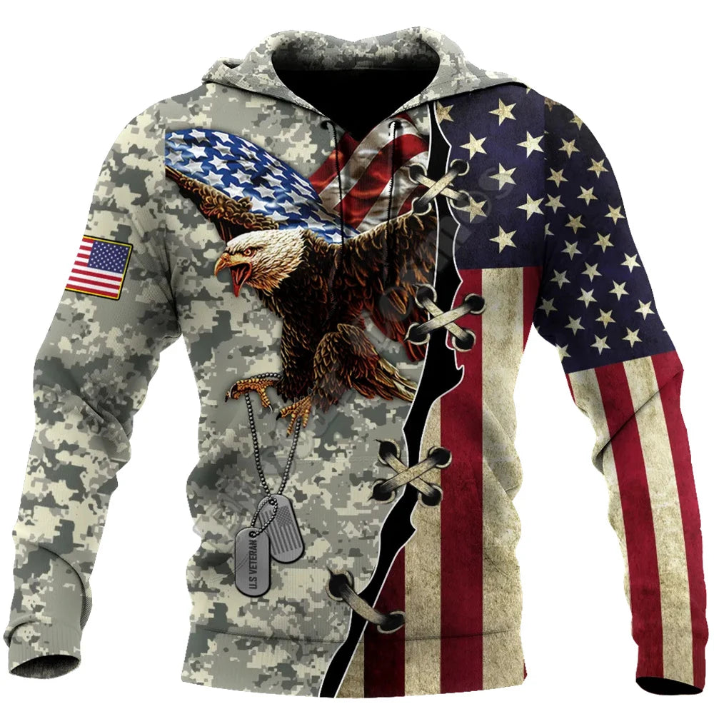 Veteran Military Pullover 3DPrint Hoodies Patriot