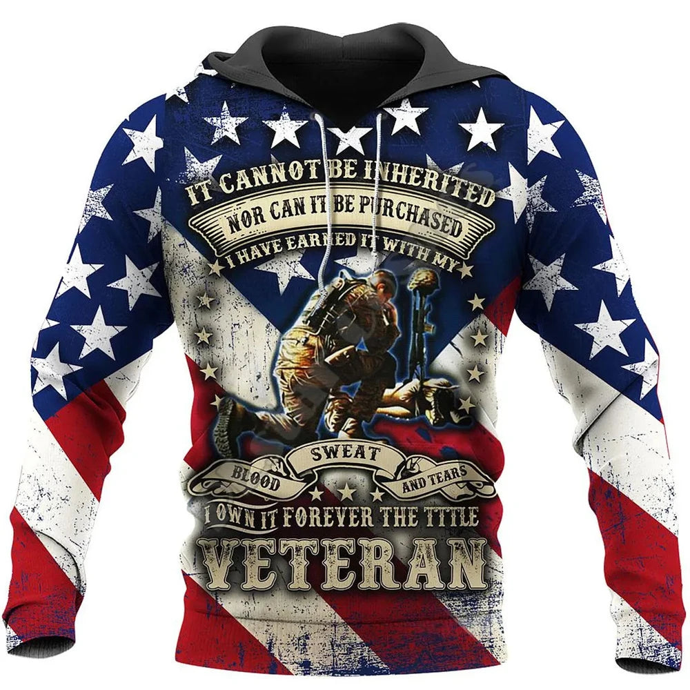 Veteran Military Pullover 3DPrint Hoodies Patriot