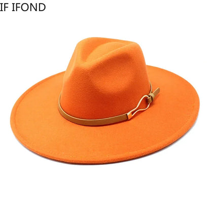 Stylish Felt Fedora with Decorative Band- Unisex Wide Brim