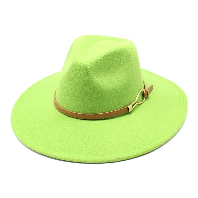 Stylish Felt Fedora with Decorative Band- Unisex Wide Brim