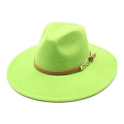 Stylish Felt Fedora with Decorative Band- Unisex Wide Brim