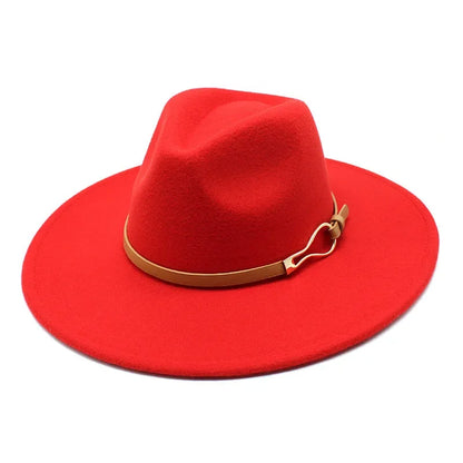 Stylish Felt Fedora with Decorative Band- Unisex Wide Brim