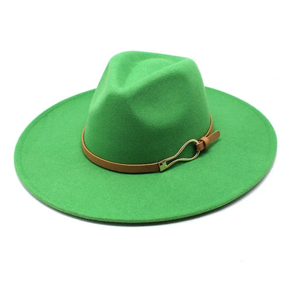 Stylish Felt Fedora with Decorative Band- Unisex Wide Brim