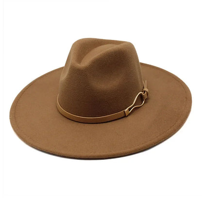 Stylish Felt Fedora with Decorative Band- Unisex Wide Brim