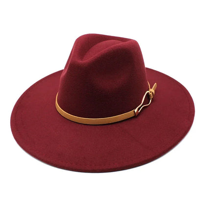 Stylish Felt Fedora with Decorative Band- Unisex Wide Brim
