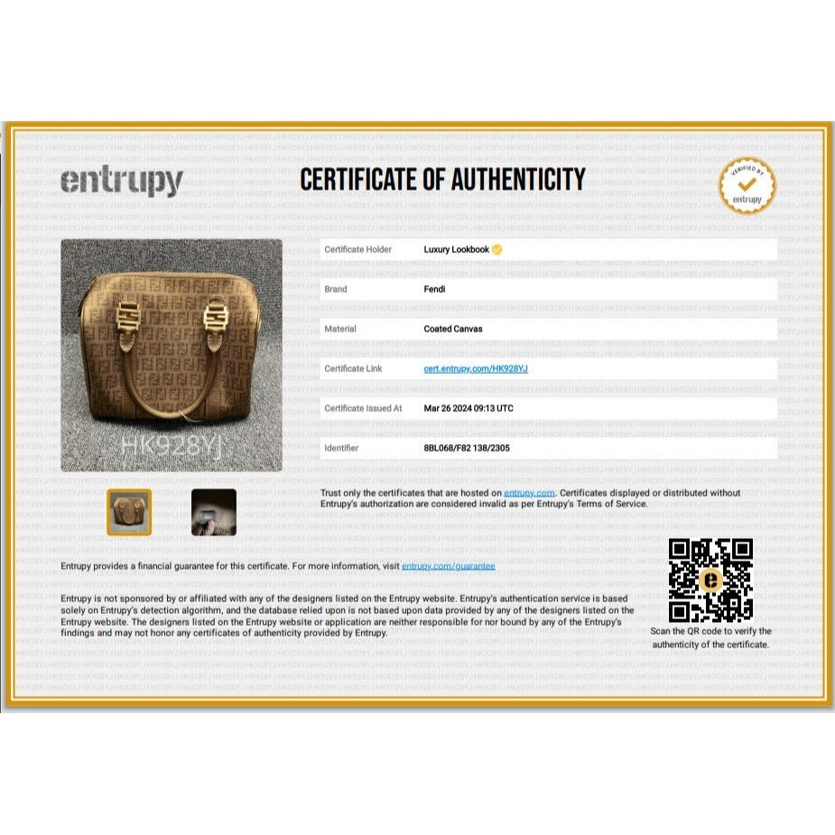 Fendi Boston Gold Coated Canvas Hand Bag