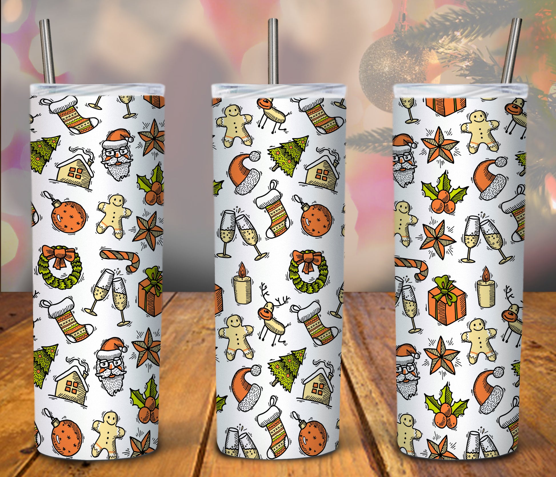 Christmas pictures pictured on a white tumbler 20 oz