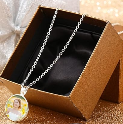 Personalized Rhinestone Photo Necklace