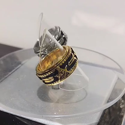 Rotatable Stainless Steel Masonic Rings -Freemason Ring Freemasonry Vintage