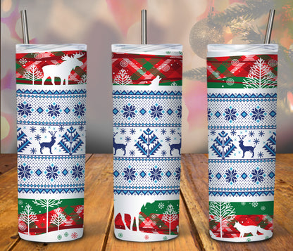 reindeer pattern on tumbler 20 oz