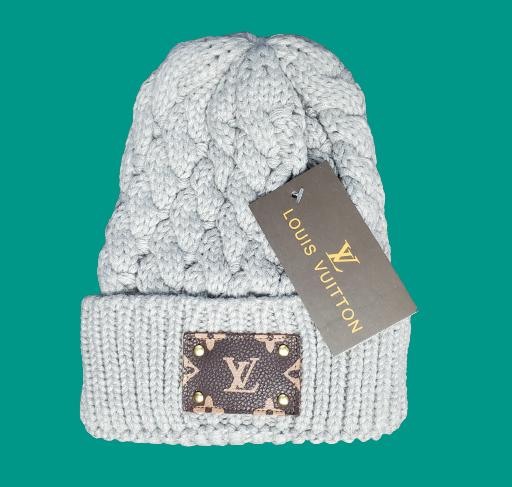 Luxury Leather Patch Logo Winter Hat