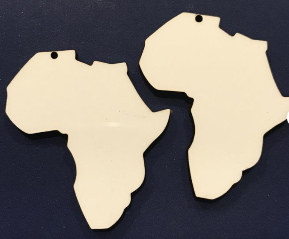 Ready to custom, Africa shaped earring blanks