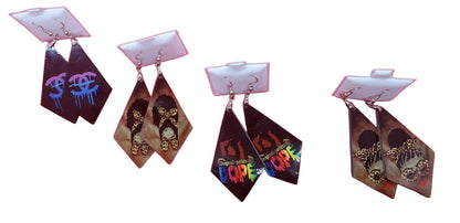 Diamond Shaped earrings with custom graphics