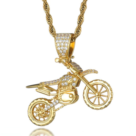 CZ Zircon Motorbike Pendant and Necklace