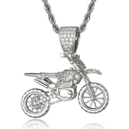 CZ Zircon Motorbike Pendant and Necklace